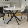 IDMarket Table à manger ronde plateau effet terrazzo et noir 110 cm* Collection Design|Collection Scandinave