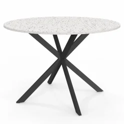 IDMarket Table à manger ronde plateau effet terrazzo et noir 110 cm* Collection Design|Collection Scandinave