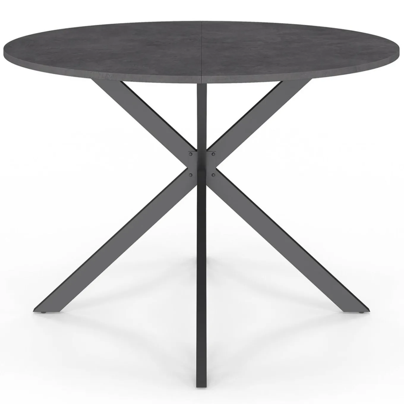 IDMarket Table à manger ronde plateau effet béton 110 cm pied araignée gris anthracite 6 personnes* Meubles En Bois|Collection Moderne