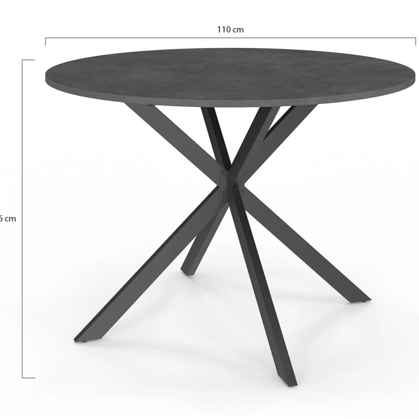 IDMarket Table à manger ronde plateau effet béton 110 cm pied araignée gris anthracite 6 personnes* Meubles En Bois|Collection Moderne