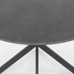 IDMarket Table à manger ronde plateau effet béton 110 cm pied araignée gris anthracite 6 personnes* Meubles En Bois|Collection Moderne