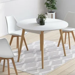 IDMarket Table à manger ronde scandinave 110 cm blanc* Tables