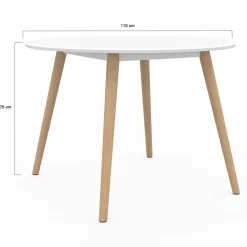 IDMarket Table à manger ronde scandinave 110 cm blanc* Tables