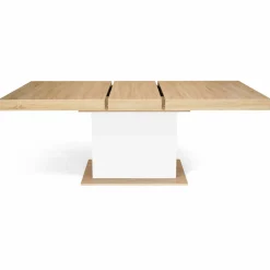 IDMarket Table avec pied central bois et blanc extensible* Meubles En Bois|Collection Design