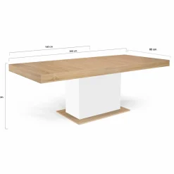 IDMarket Table avec pied central bois et blanc extensible* Meubles En Bois|Collection Design