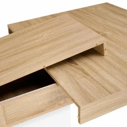 IDMarket Table avec pied central bois et blanc extensible* Meubles En Bois|Collection Design