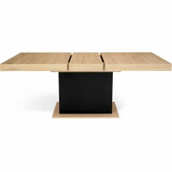 IDMarket Table avec pied central bois et noir extensible* Meubles En Bois|Collection Design