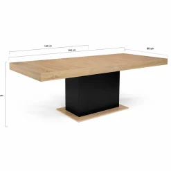 IDMarket Table avec pied central bois et noir extensible* Meubles En Bois|Collection Design