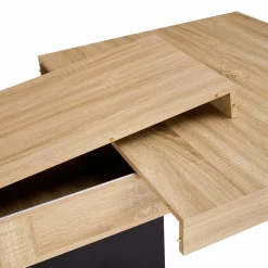 IDMarket Table avec pied central bois et noir extensible* Meubles En Bois|Collection Design