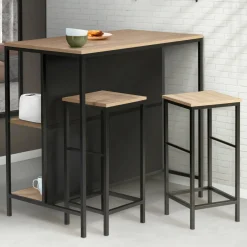 IDMarket Table bar industriel 2 tabourets* Meubles Hauts|Meubles Noirs