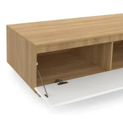 IDMarket Table basse 110 cm avec porte façon hêtre et blanc* Collection Contemporaine|Tables Basses