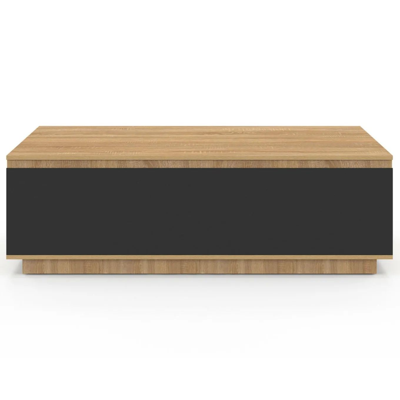 IDMarket Table basse 110 cm avec porte façon hêtre et noir* Collection Contemporaine|Tables Basses