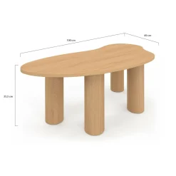 IDMarket Table basse 100 cm bois effet hêtre style organic* Tables Basses|Salon Complet