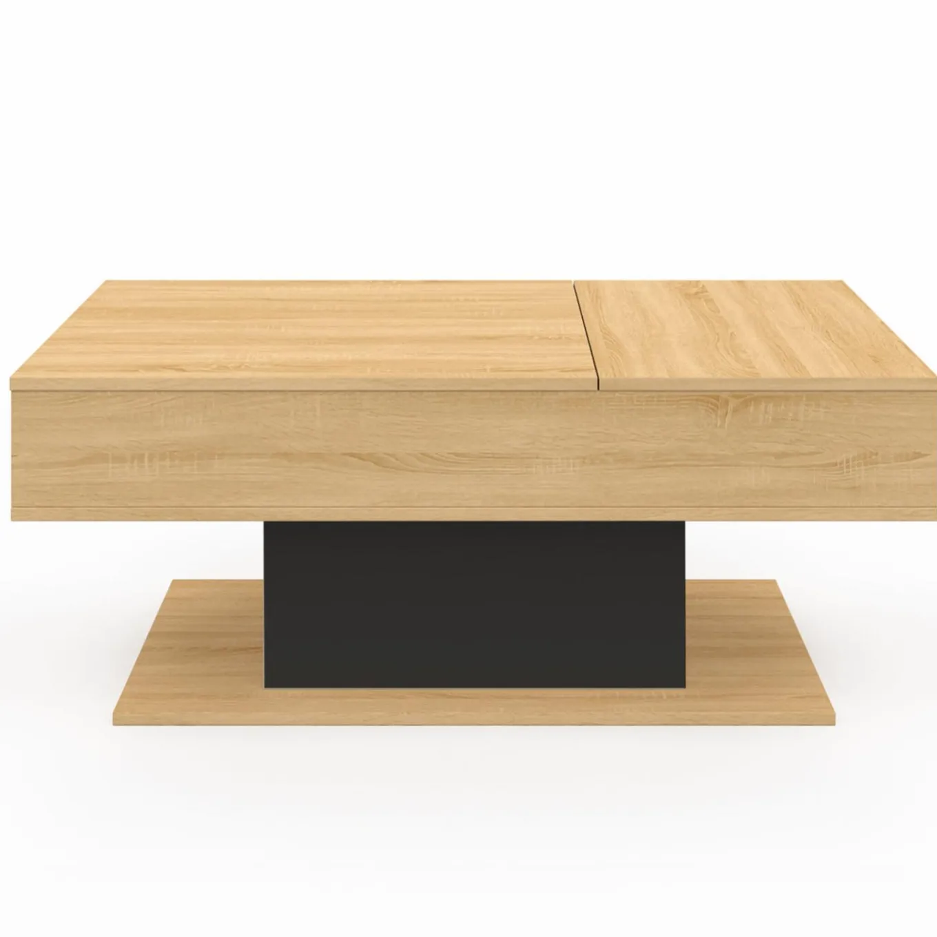 IDMarket Table basse 2 plateaux relevables bois et noir* Tables Basses|Salon Complet