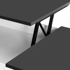 IDMarket Table basse 2 plateaux relevables bois blanc et gris* Meubles Blancs|Collection Contemporaine