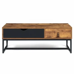 IDMarket Table basse 2 tiroirs style industriel effet bois vieilli* Collection Vintage|Collection Industrielle