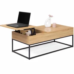 IDMarket Table basse avec 2 plateaux relevables style industriel* Meubles Bas|Collection Industrielle