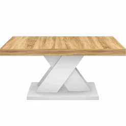 IDMarket Table basse avec plateau bois et pied en X blanc* Tables Basses