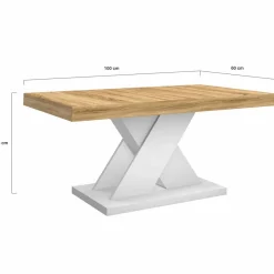 IDMarket Table basse avec plateau bois et pied en X blanc* Tables Basses