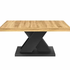 IDMarket Table basse avec plateau bois et pied en X noir* Tables Basses