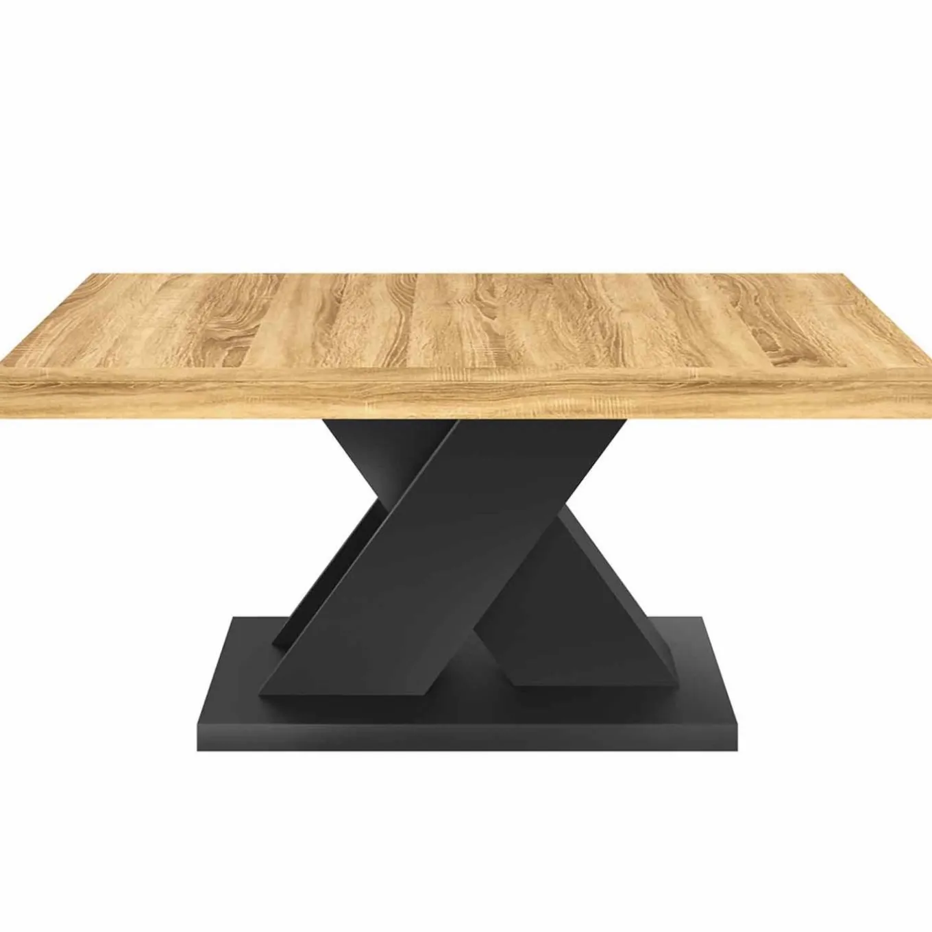 IDMarket Table basse avec plateau bois et pied en X noir* Tables Basses