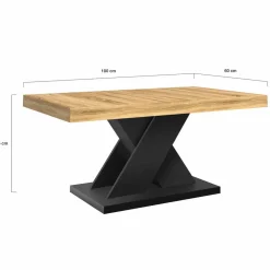 IDMarket Table basse avec plateau bois et pied en X noir* Tables Basses