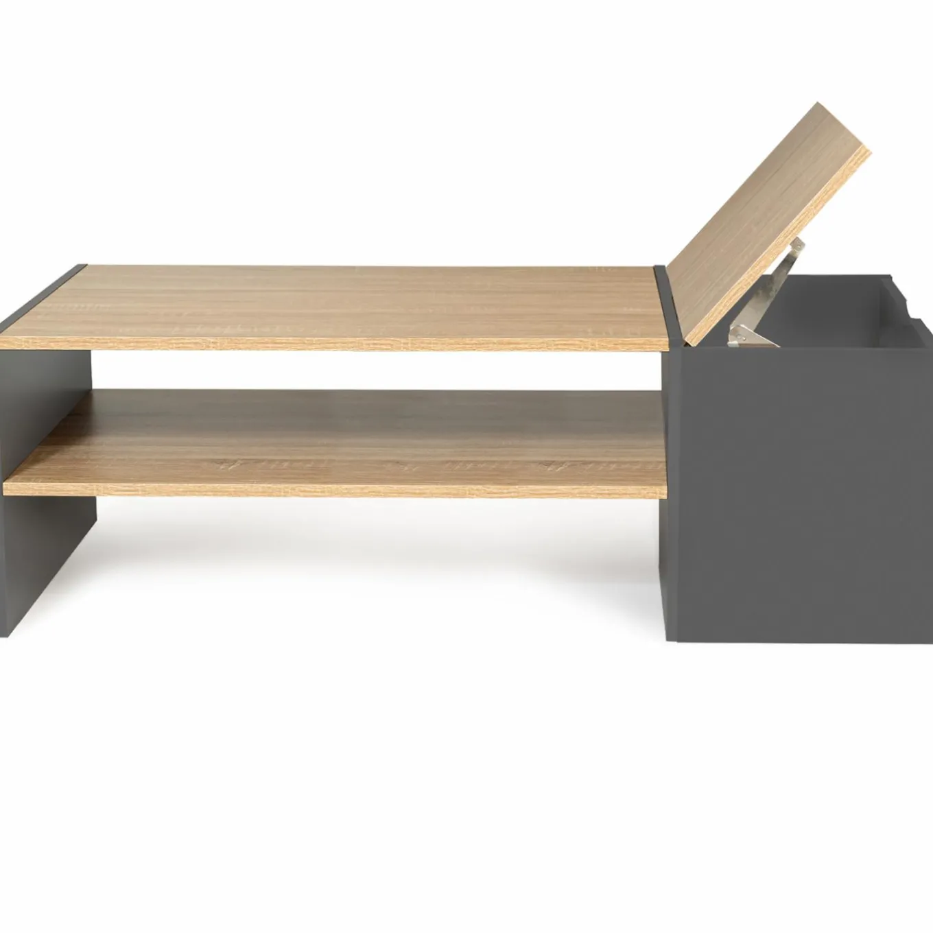 IDMarket Table basse avec rangement bar 110 cm bois imitation hêtre et gris* Collection Design|Collection Moderne