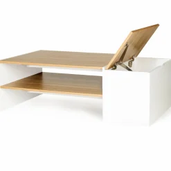 IDMarket Table basse avec rangement bar 110 cm bois imitation hêtre et blanc* Meubles Bas|Meubles Blancs
