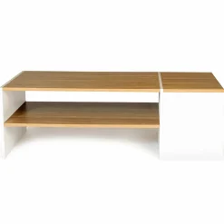IDMarket Table basse avec rangement bar 110 cm bois imitation hêtre et blanc* Meubles Bas|Meubles Blancs