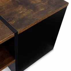 IDMarket Table basse bar avec coffre bois foncé et noir* Collection Design|Collection Moderne