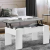 IDMarket Table basse bois blanc plateau relevable effet béton* Meubles Blancs|Collection Design