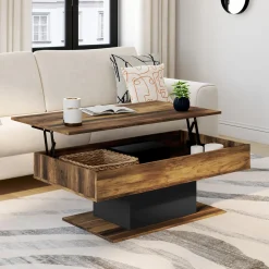 IDMarket Table basse bois effet vieilli et noir* Collection Moderne|Tables Basses