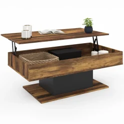 IDMarket Table basse bois effet vieilli et noir* Collection Moderne|Tables Basses