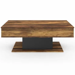 IDMarket Table basse bois effet vieilli et noir* Collection Moderne|Tables Basses