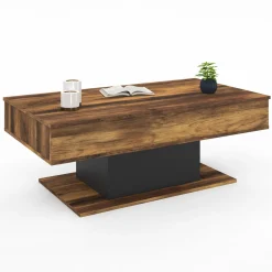 IDMarket Table basse bois effet vieilli et noir* Collection Moderne|Tables Basses