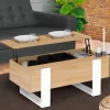 IDMarket Table basse bois et blanc avec plateau relevable* Collection Design|Collection Moderne