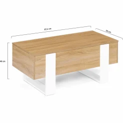 IDMarket Table basse bois et blanc avec plateau relevable* Collection Design|Collection Moderne