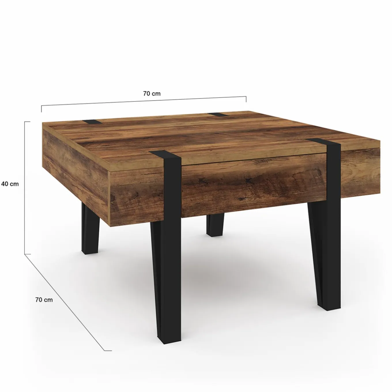 IDMarket Table basse carrée 1 tiroir et pied épingle* Meubles En Bois|Tables Basses