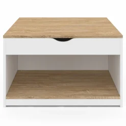 IDMarket Table basse carrée blanche avec plateau relevable et coffre bois* Petits Meubles|Tables Basses