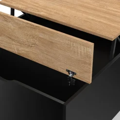 IDMarket Table basse carrée noire avec plateau relevable et coffre bois* Petits Meubles|Tables Basses