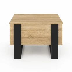 IDMarket Table basse carrée plateau relevable bois et noir* Salon Complet|Tables Basses