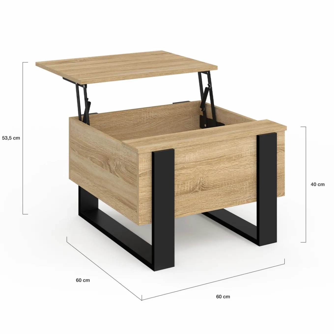 IDMarket Table basse carrée plateau relevable bois et noir* Salon Complet|Tables Basses