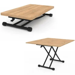 IDMarket Table basse convertible en table à manger industrielle* Collection Design|Collection Industrielle