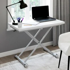 IDMarket Table basse convertible en table à manger blanche* Meubles Blancs|Collection Design