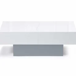 IDMarket Table basse coulissante blanche et grise avec rangement mini bar intégré* Collection Design|Collection Contemporaine