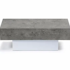 IDMarket Table basse coulissante en bois blanc et plateau effet béton* Collection Contemporaine|Tables Basses