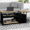 IDMarket Table basse double plateau relevable noir et bois* Collection Design|Collection Moderne