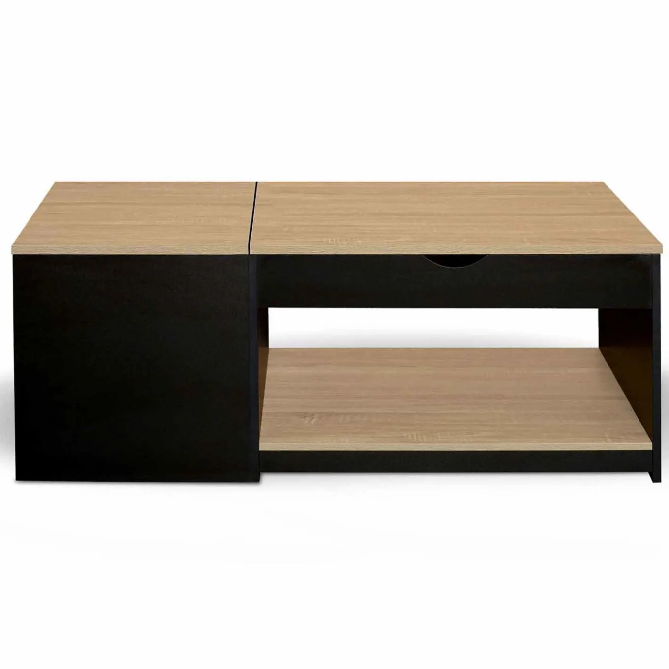 IDMarket Table basse double plateau relevable noir et bois* Collection Design|Collection Moderne