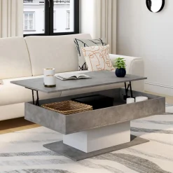 IDMarket Table basse effet béton et blanc* Collection Moderne|Tables Basses