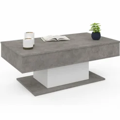 IDMarket Table basse effet béton et blanc* Collection Moderne|Tables Basses